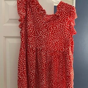 Red polka dot dressy baby doll top